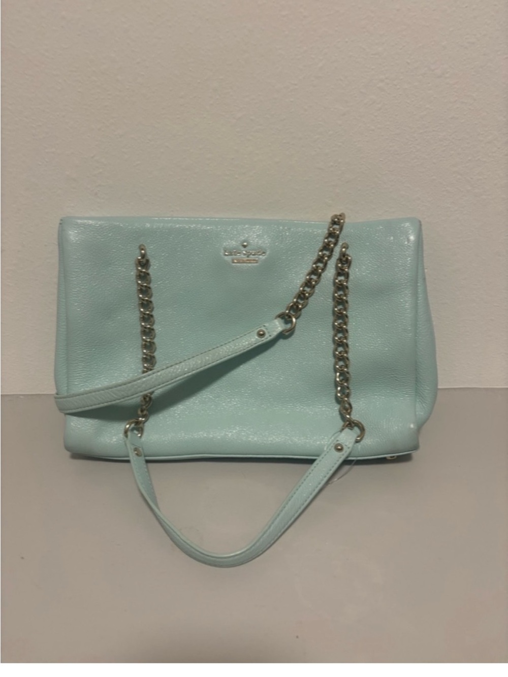 kate spade Mint Blue Leather Chain-Handle Shoulder Bag